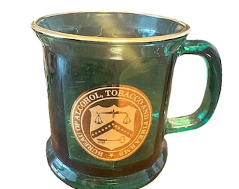Bureau Of Alcohol Tobacco & Firearms Glass Coffee Mug Cup - Culver Made USA 22k