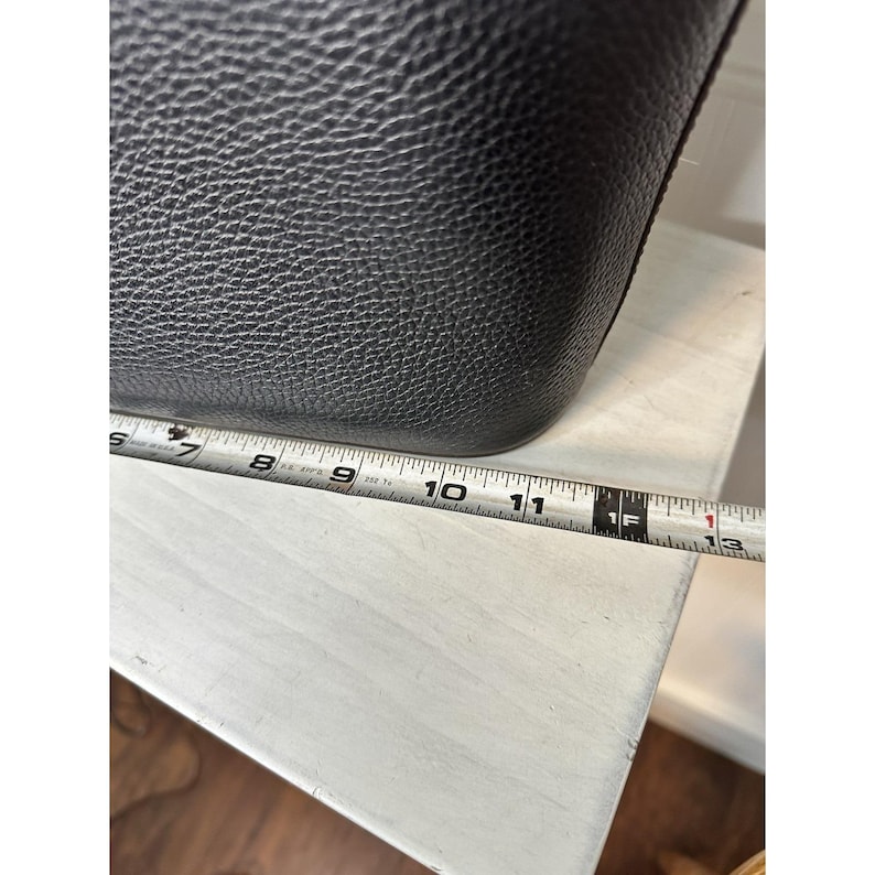 Vintage Brighton Schwarz Pebbled Leder Tote Croc Trim Umhängetasche Floral Futter Bild 4