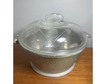 Guardian Service Ware 10" Tapered Casserole Chicken Fryer Glass Lid Vintage