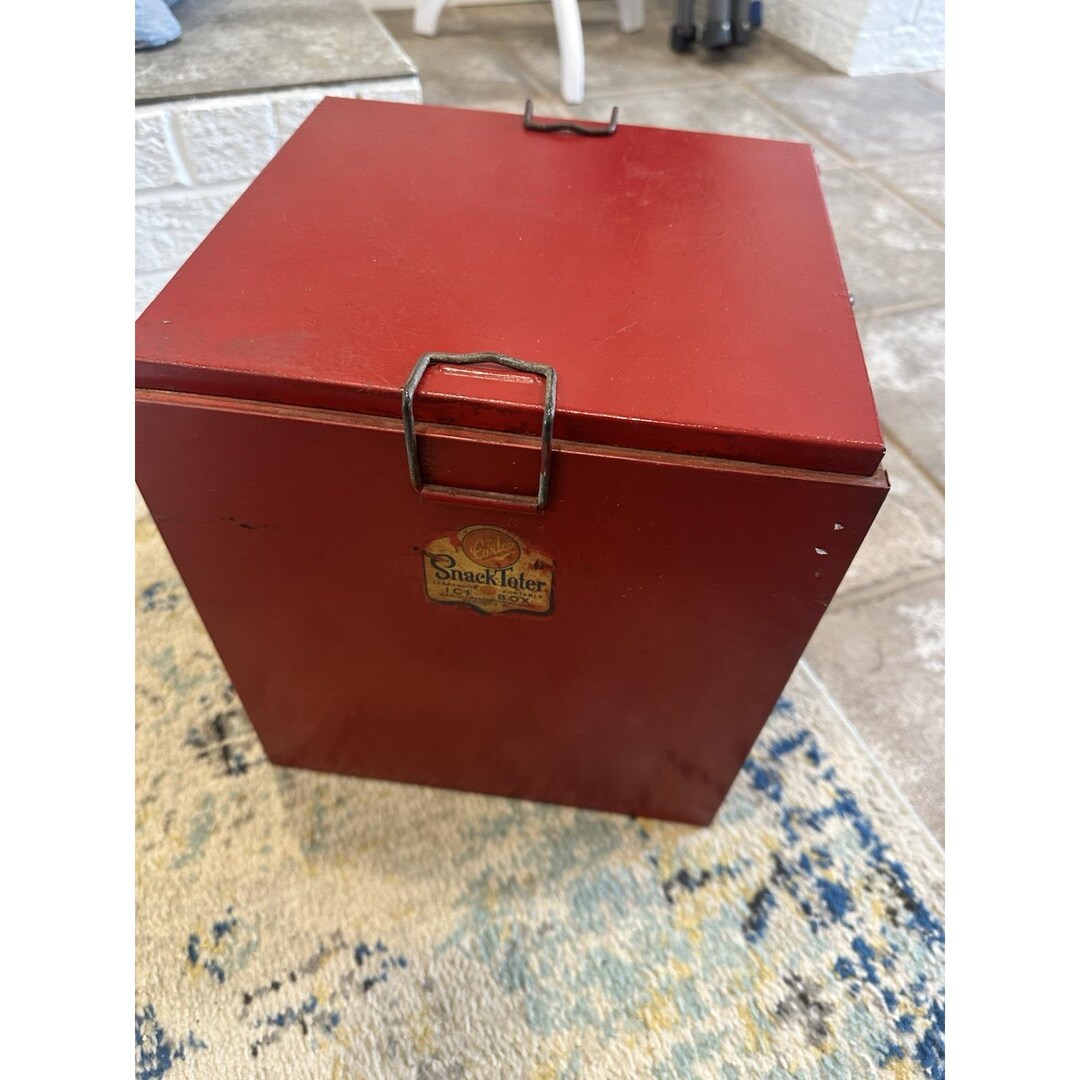 Glacière Vintage Carlco Snack-toter étanche Des Années 50 - Rouge, Acier, USA