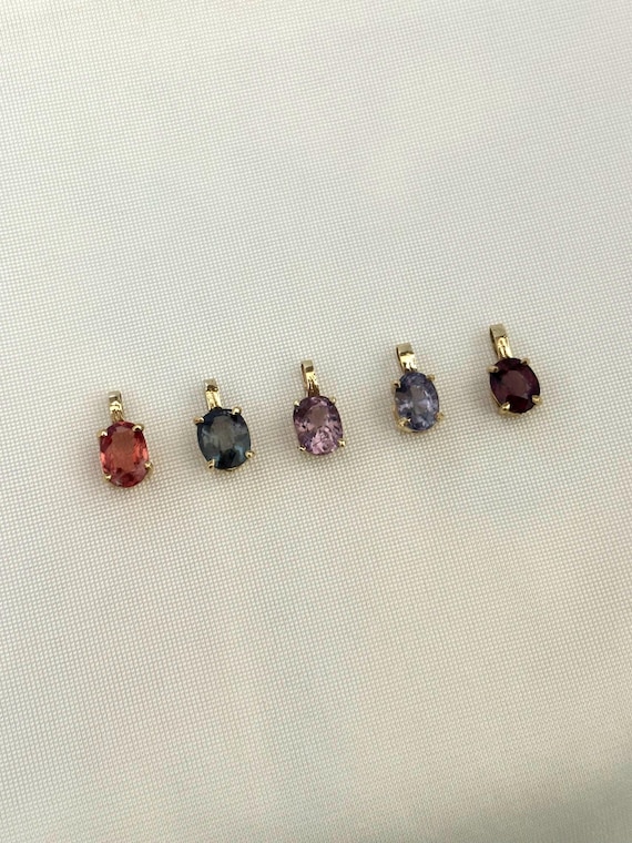 14k Solid Gold Multi Natural Spinel Pendant