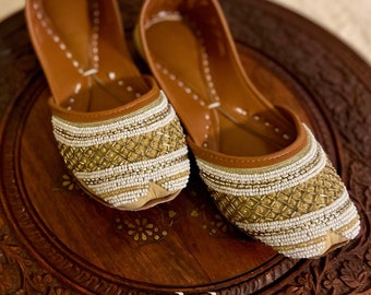 Neutral Gold Beaded Khussa LIMITED EDITION