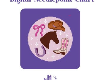 Descarga digital del gráfico de bordado de vaquera adorable