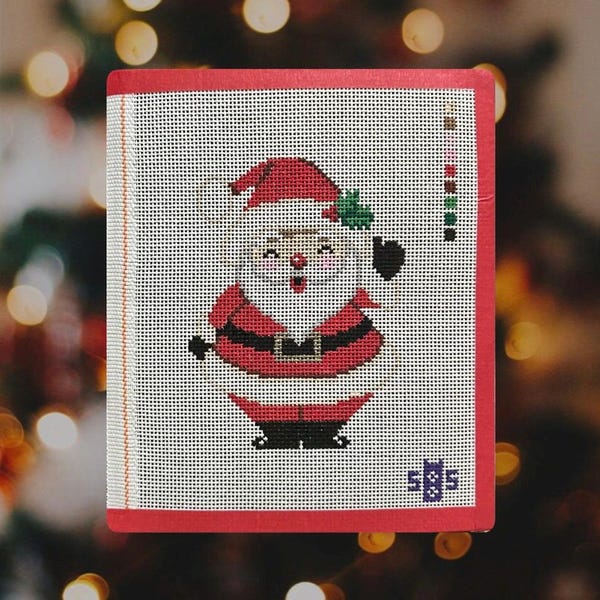 Toile peinte à la main Père Noël, 13 mailles