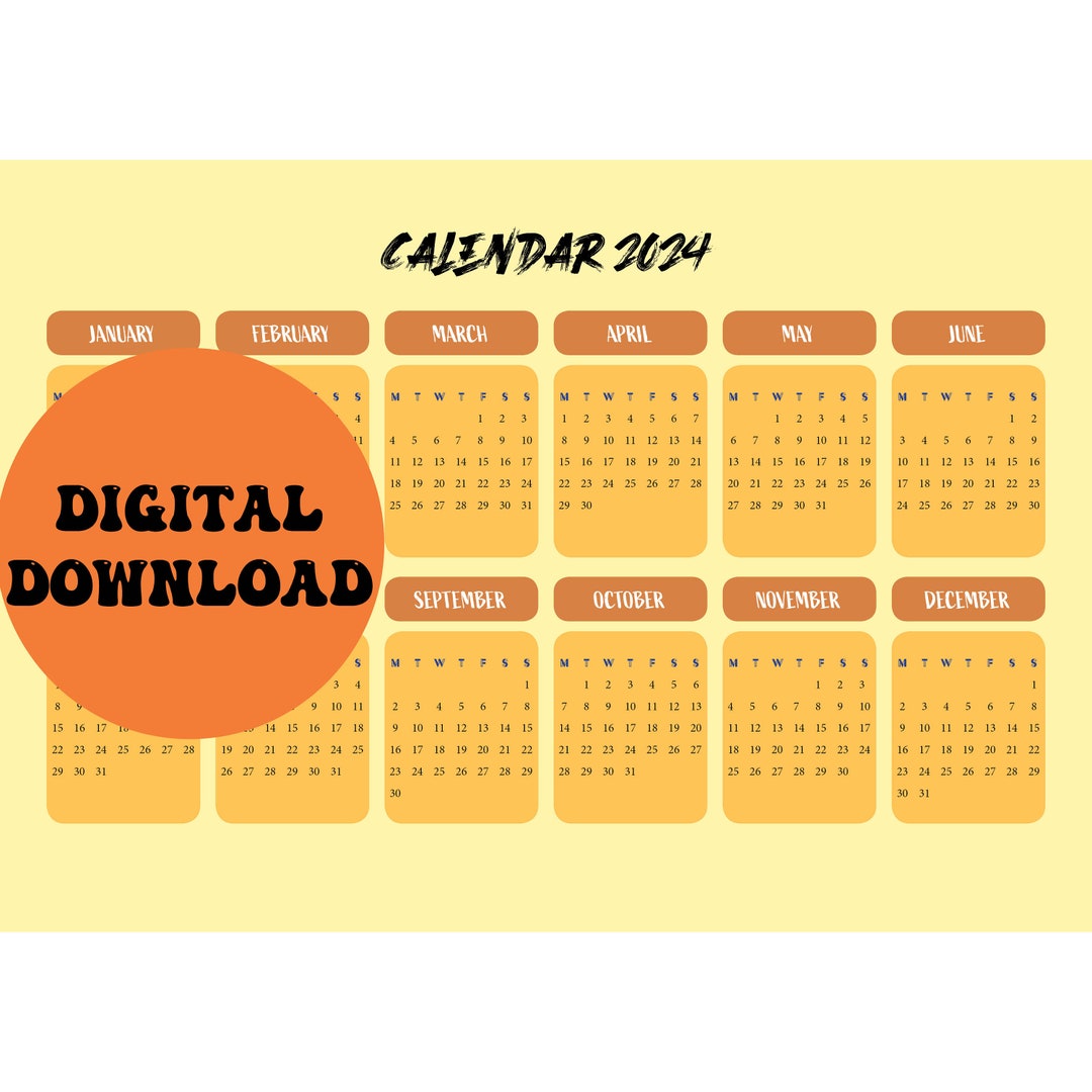 Printable Calendar 2024, Planner, Organizer Etsy