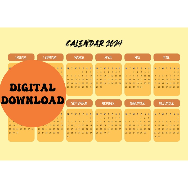 Printable Calendar 2024, Planner, Organizer Etsy