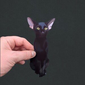 Tall Black Cat Sticker: Water-Resistant Laptop Decal