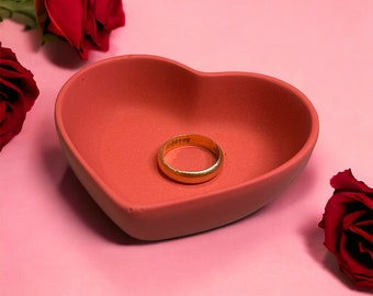 Cuenco para baratijas en forma de corazón / Plato para anillos de Jesmonite, Porta llaves