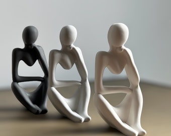 Jesmonite Abstract Thinker Statue | Handmade Minimalist Decor