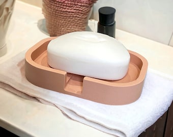 Minimal Soap Dish with Drainage | Trinket Soap Tray | Bathroom Soap Holder | Toiletries | Small Oval Modern | Bathroom Decoration | Stone