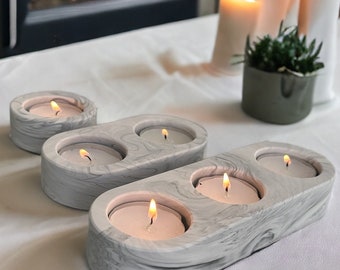Marbled Grey Tealight Holder | Decorative Candle Jar