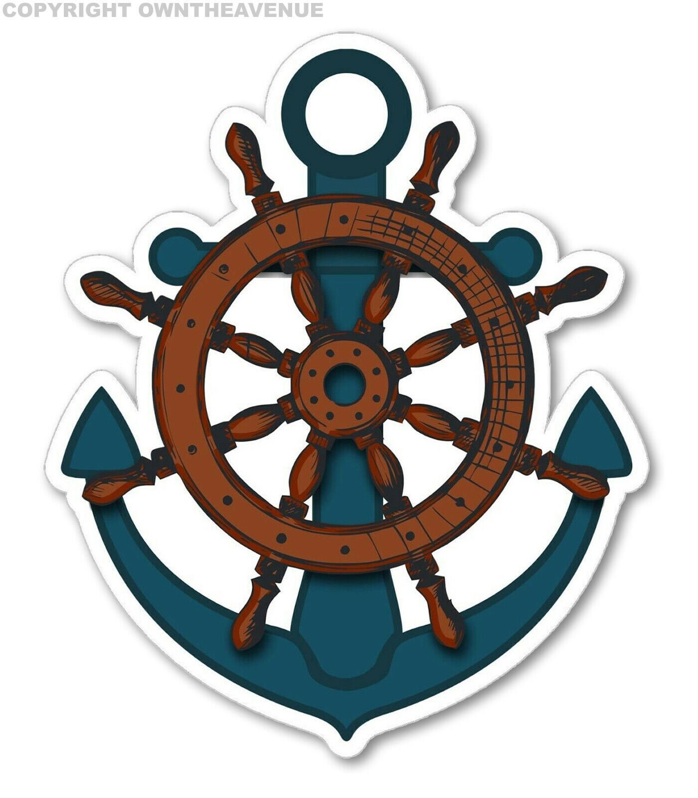 Ship Wheel Anchor Sticker Vinyl Decal Sailboat Nautical Boat Ocean ...