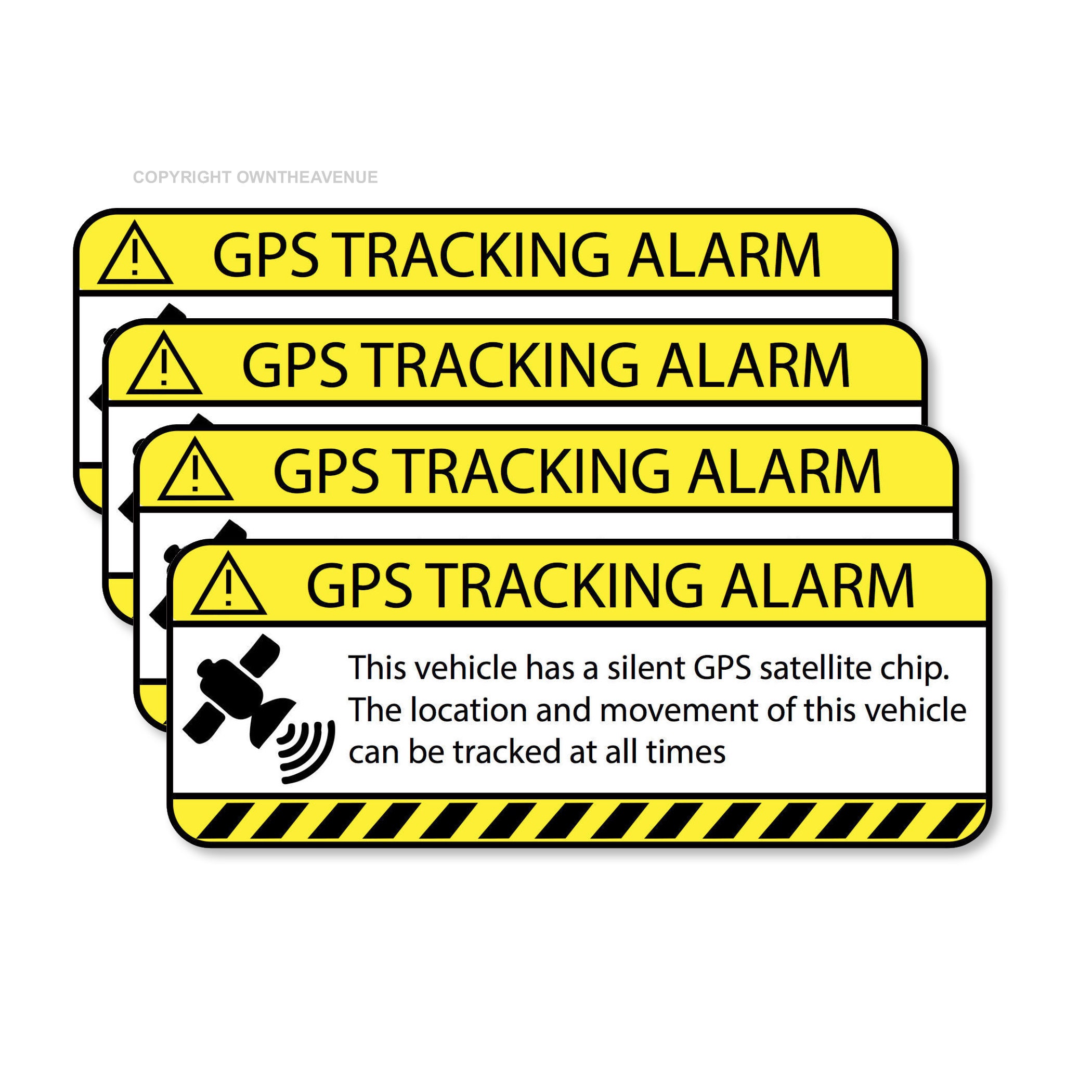 Totomo (Set of 8) Anti-Theft Car Vehicle Stickers with GPS Tracking Warning - 3 inch x 1.5 inch Sign (4pc Sticker + 4pc Window Cling)