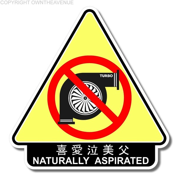 Naturally Aspirated Sticker | Funny No Non Turbo Kanji Japanese JDM Vinyl Sticker Decal 4"