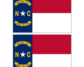 x2 North Carolina NC Flag Sticker Decal for Car Truck Window Bumper Laptop Cooler - 4" Long Each