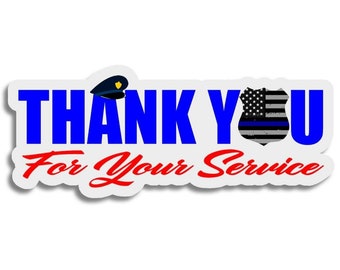 Thank You Sticker | Support Police Blue Line Car Window Bumper Truck Cup Laptop Sticker