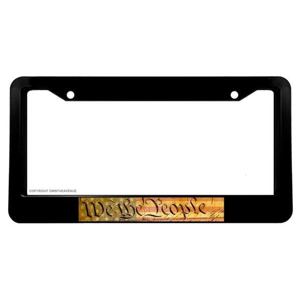 We The People Patriotic Distressed Grunge American Flag License Plate Frame V09