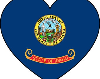 Idaho ID Flag Heart Love Sticker for Bumper Window Car Truck Vehicle Cup Vinyl Stickers