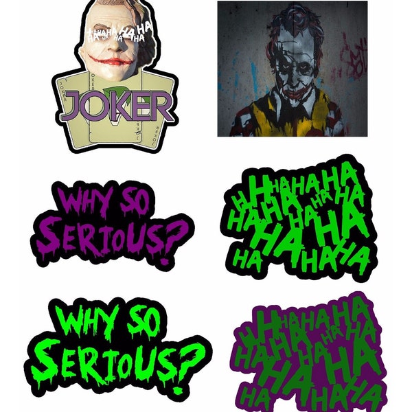 Joker HahaHa Serious Super Bad Evil Vinyl Decal Sticker Pack Lot of 6 Stickers