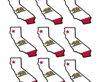 Pack of 9 - Cali California Bear State Outline Vinyl Decal Stickers 4" Inches Long Each - Model: 7483