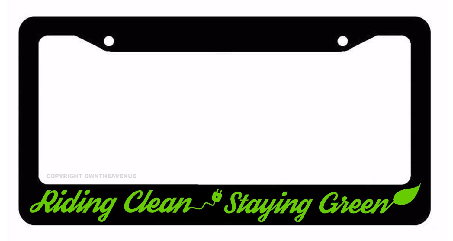 Riding Clean Green Funny Joke Prank Gag EV Electric Vehicle License