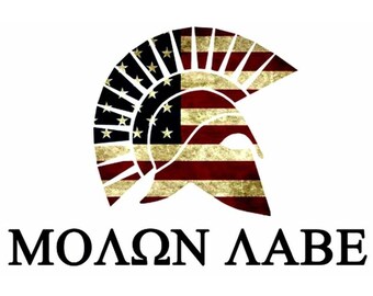 x2 / Two Pack Molon Labe Sticker Decal Come and take them (Molon 4" Flag)