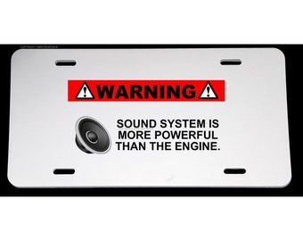 Warning Sound System Subwoofer Amp Funny Joke Gag License Plate Cover