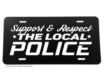 Support The Local Police Love Auto License Plate Cover White-03