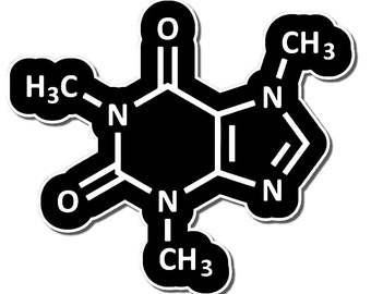 Caffeine Molecule Laptop Car Science Vinyl Decal Sticker 4" x 4" Inches