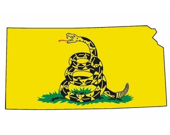 Gadsden Flag Don't Treat On Me Kansas KS State Outline Vinyl Sticker Decal for Car Truck Bumper Window Stickers