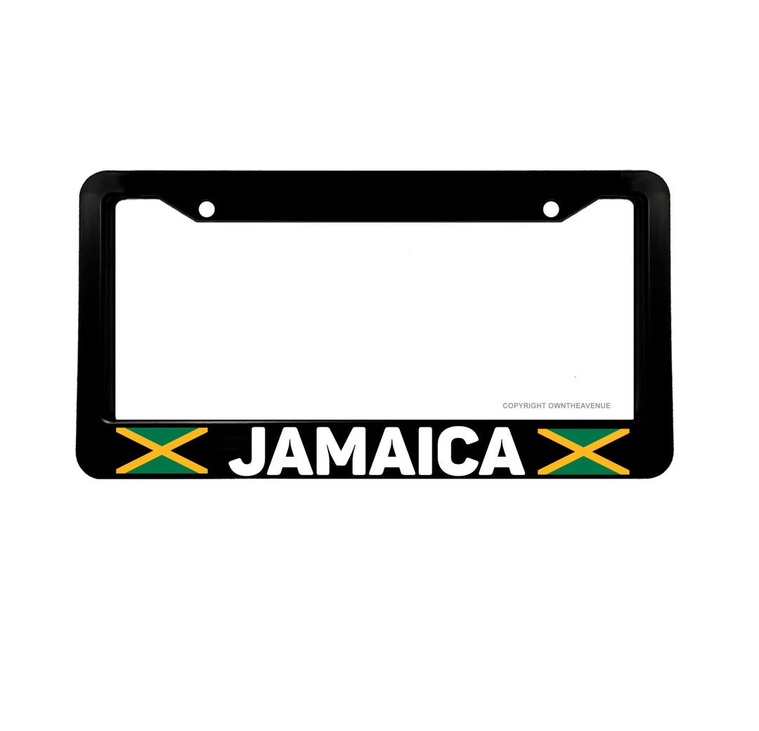 thumbnail image 2 of Proud Jamaican American License Plate Frame - Chrome Metal With Jamaican Flag 2 of 6