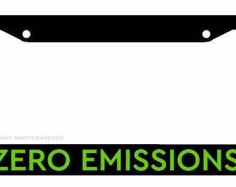 Zero Emissions Electric Car Vehicle EV Green Clean Energy License Plate Frame