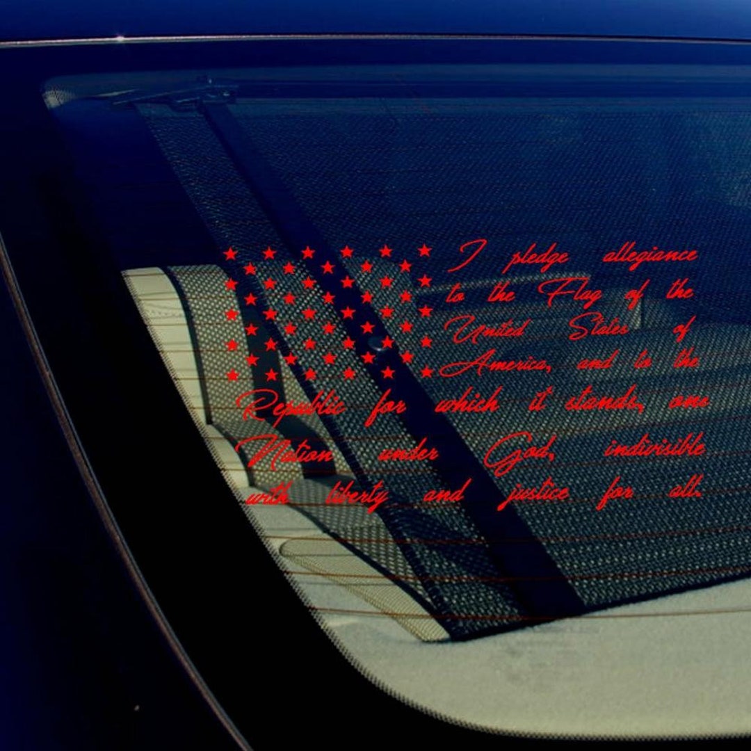Pledge Sticker Transparent American Flag Pledge of Allegiance Truck Car Window Sticker Red Vinyl ...