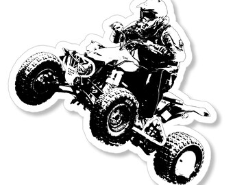 Quad ATV All Terrain Vehicle Four Wheeler Sticker Decal for Car Truck Window Bumper