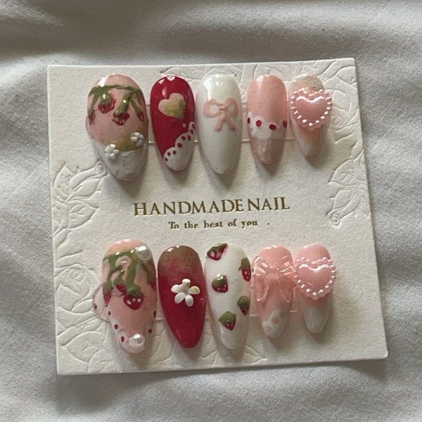 Strawberry Shortcake Nails Etsy