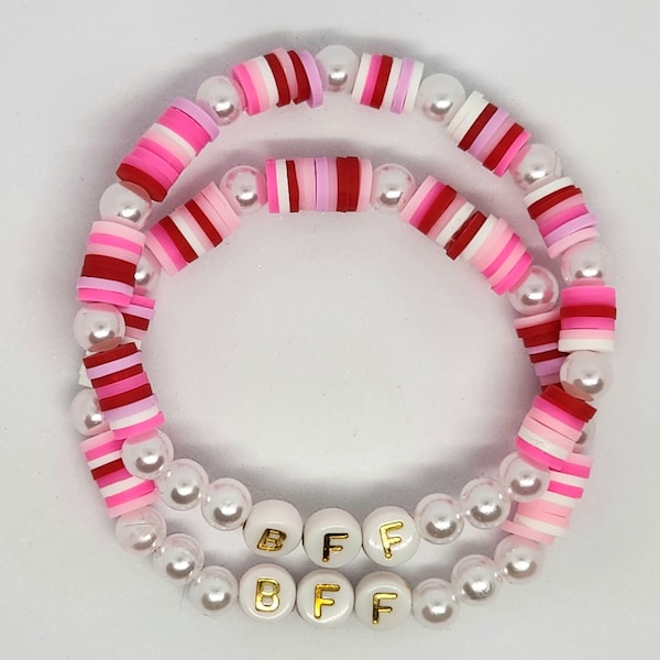 Trendy Handmade Friendship Bracelet for Valentine's Day, Preppy Clay Beads, Lovely Present for Best Friends!