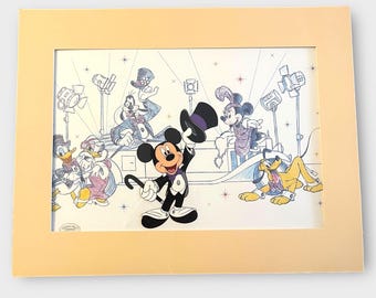 Disney Hand Painted Cel Lights Camera Action Mickey Minnie Ink & Paint 14x11”