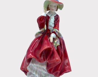 Vintage Royal Doulton Top o' the Hill HN 1834 Figurine Classic Red Dress 1950