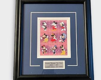 Disney Store Minni Mouse Thought the Years 1928-1997 Limited Edition 2636/5000 Authentic Stamp Framed 14.5x13in