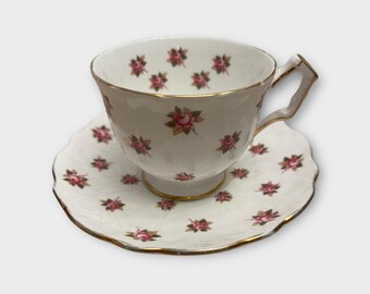 Vintage Aynsley Cup and Sauser Pink Roses Decorated England 1934-1939