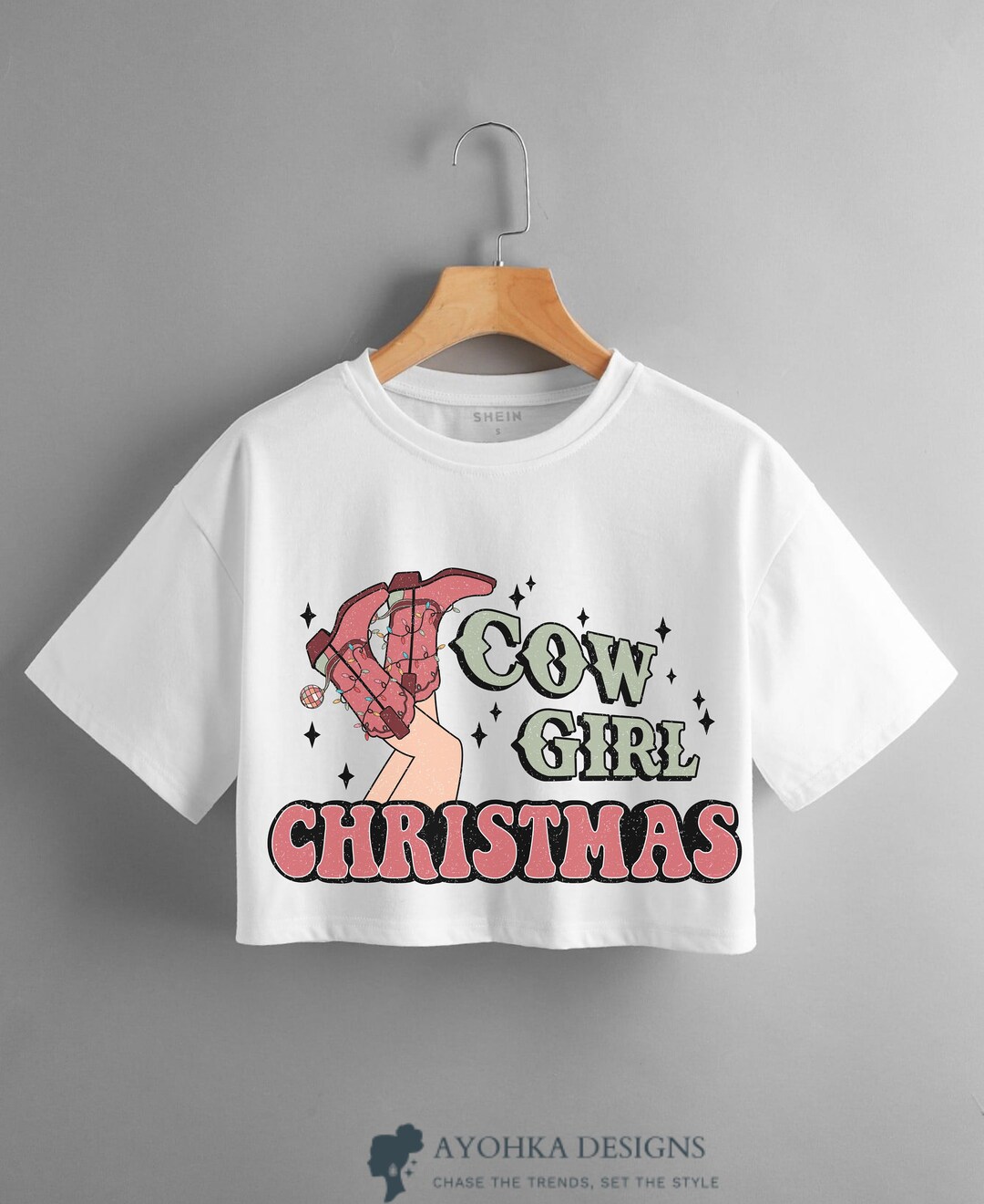 Cow Girl Christmas Crop Top Tee Western Christmas Shirt Etsy