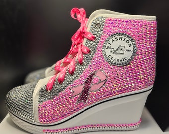 Rhinestone tennis shoes with Custom colors This listing is for the high top version