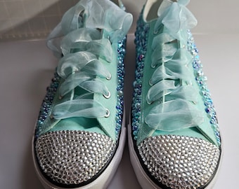 Rhinestone tennis shoes with Custom colors This listing is for Low top.