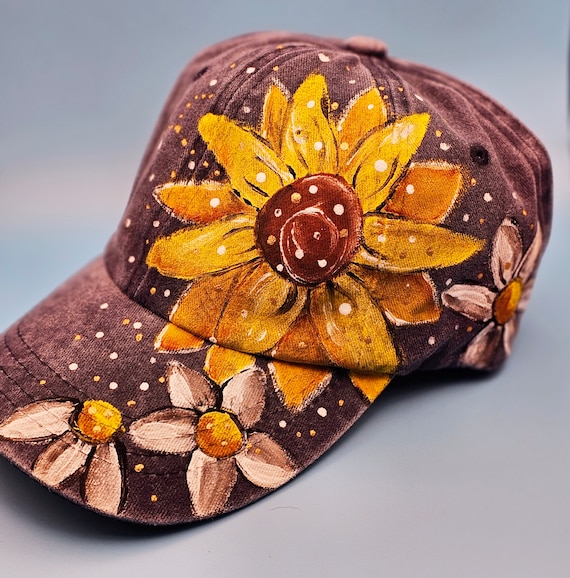 One of a kind hand painted hat! Hand Painted Baseball Cap One-of-a-kind Design: Mother main image 3