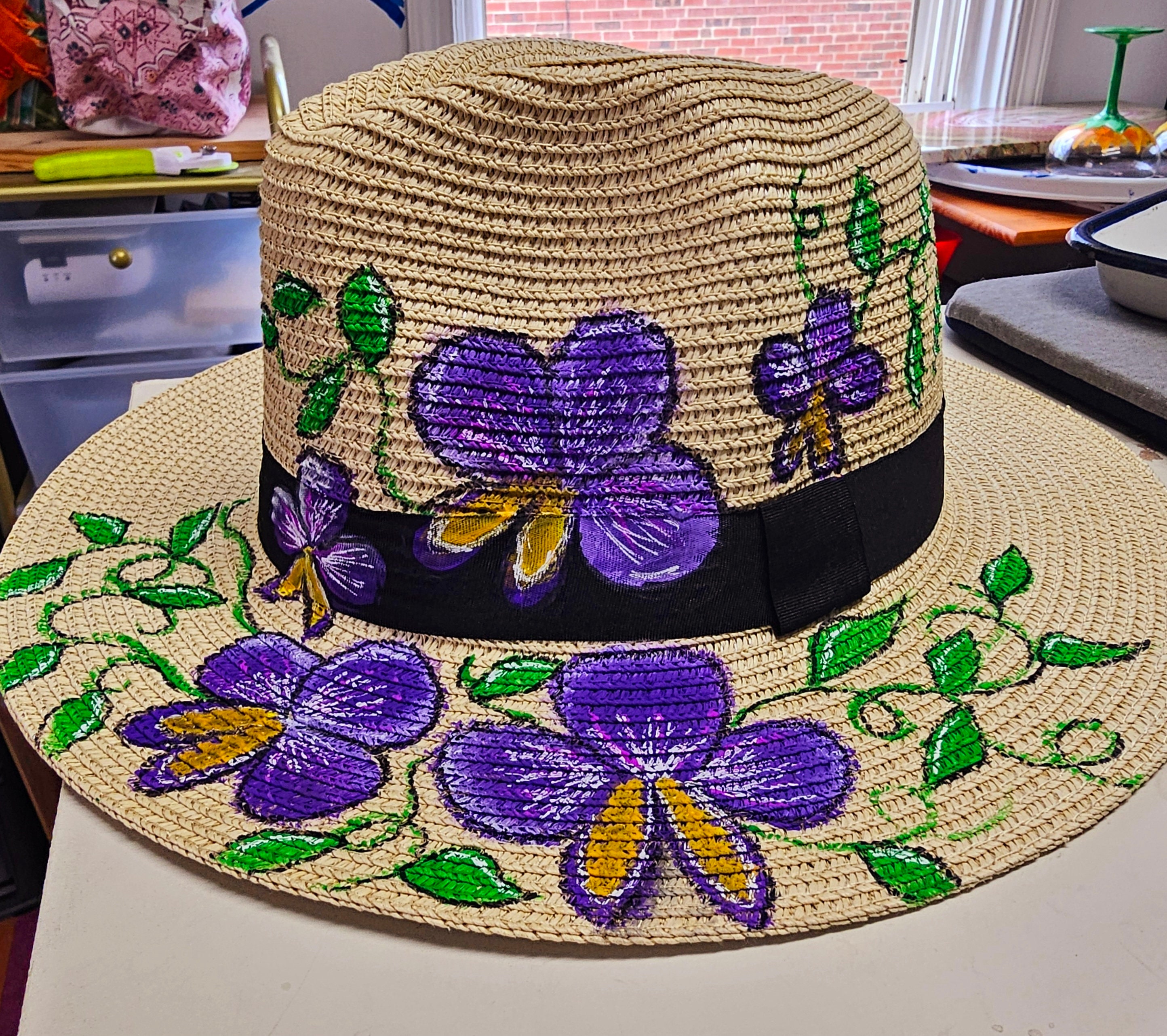 Hand Painted Sun Hat One-of-a-kind Design: Mother display picture 1