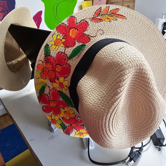 Hand painted one of a kind summer hat 10 new hand painted one of a kind hats just went live on the  main image 4