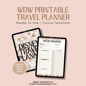 DisneyWorld Snack-Themed Travel Planner, WDW Planner, Planner Template, Canva Templates, Travel Agent Template, WDW Travel Agent, Vacation