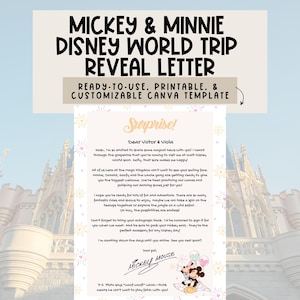 ¡Carta de presentación de viaje de MickeyMouse a DisneyWorld/DL! / Correo mágico, carta sorpresa de vacaciones, carta mágica, vacaciones para niños, anuncio de viaje familiar