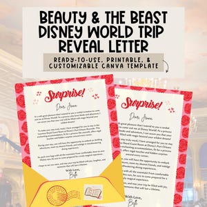 Carta de revelação da viagem surpresa da Belle DisneyWorld/Disneyland | Magic Mail, Carta de personagem, Carta de princesa, Viagem em família, A Bela e a Fera