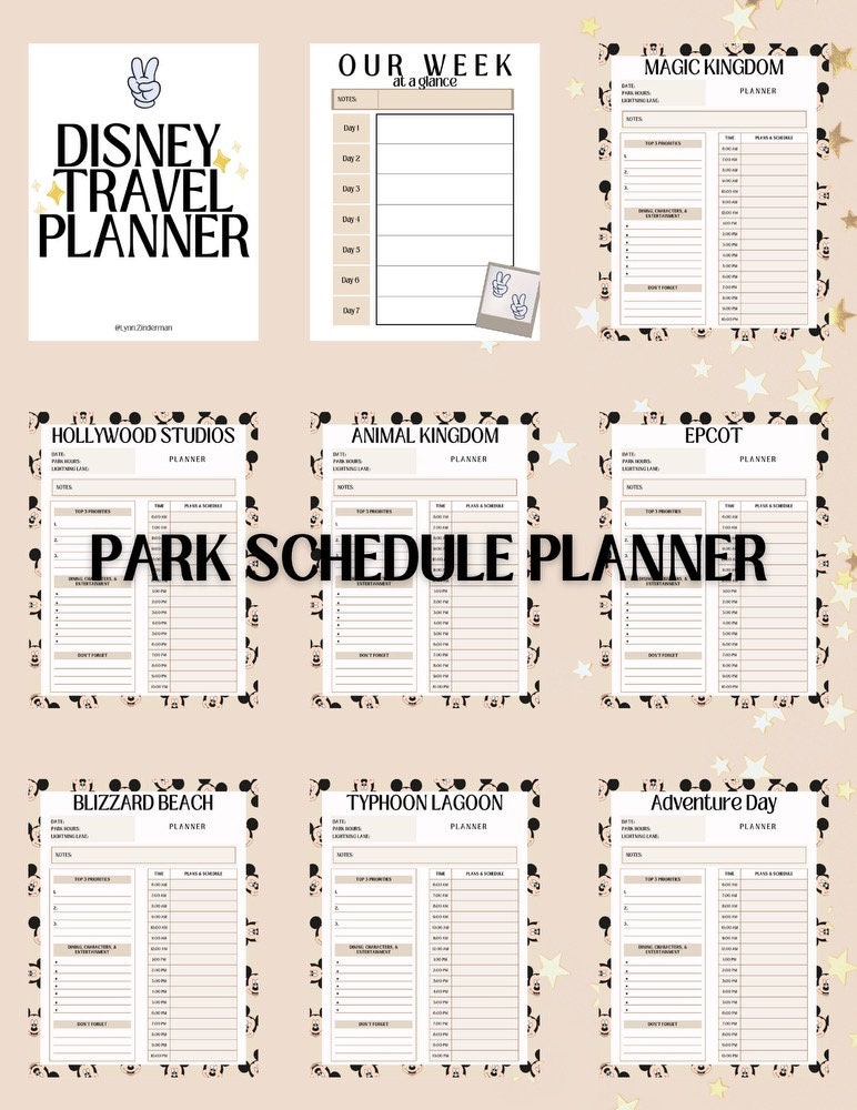 Disneyworld Travel Planner Beige, WDW Planner, Planner Template, Canva Templates - Etsy